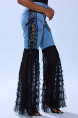 CAN'T DECIDE TULLE AND LACE DENIM JEANS