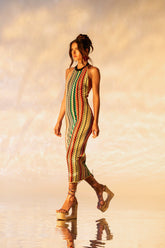 ON THE RUN PRINTED MIDI DRESS