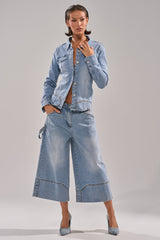 ROCK MY WORLD WIDE-LEG DENIM BERMUDA SHORTS