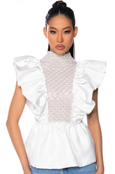 AURORA BEADED CHEST PANEL BLOUSE