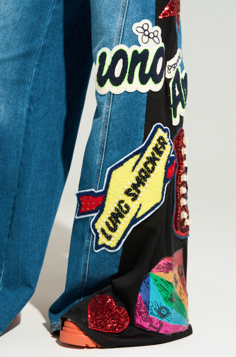 NOT SORRY PATCHWORK DENIM JEANS