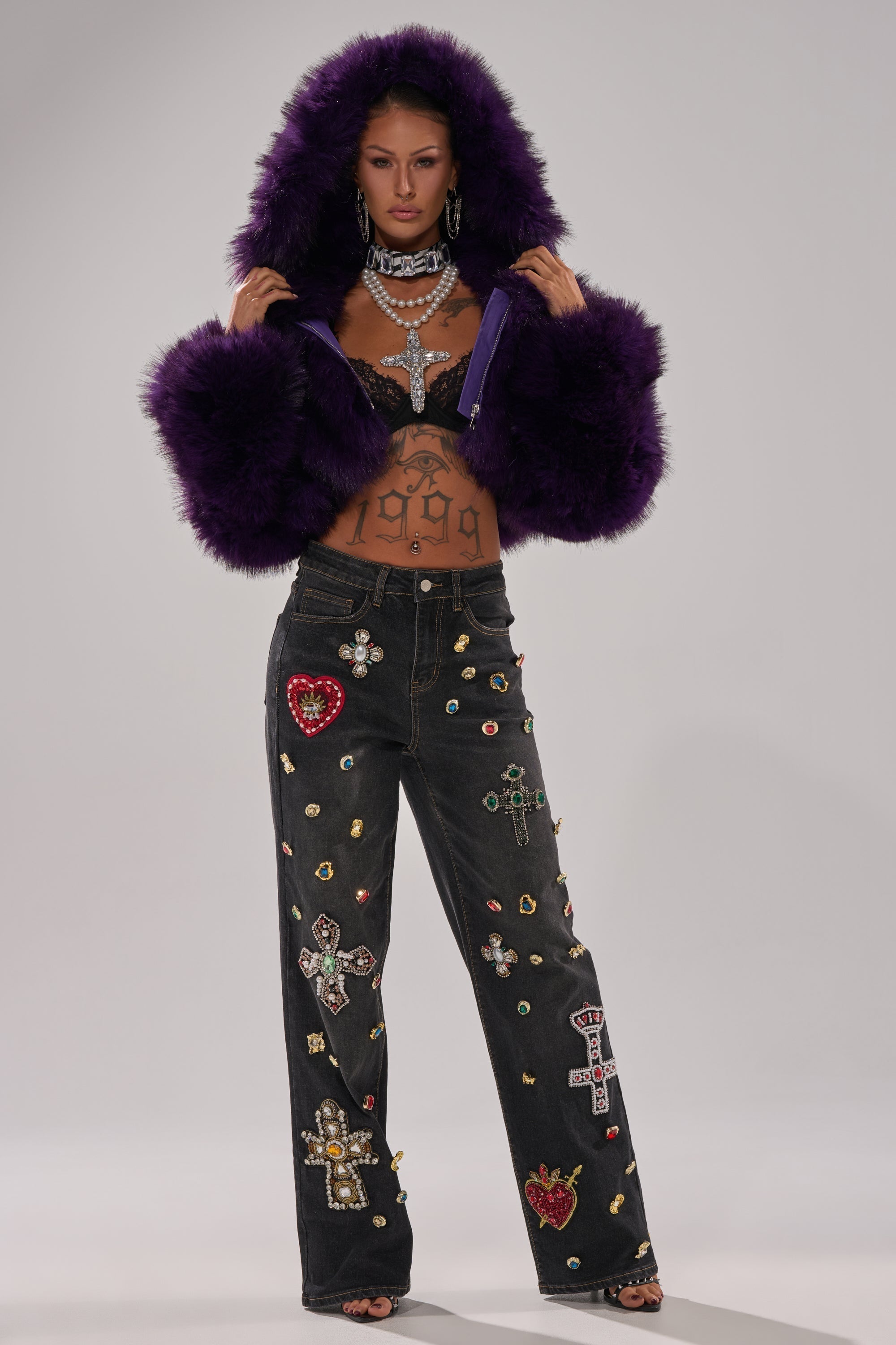 FEELING EXTRA BLESSED EMBELLISHED DENIM