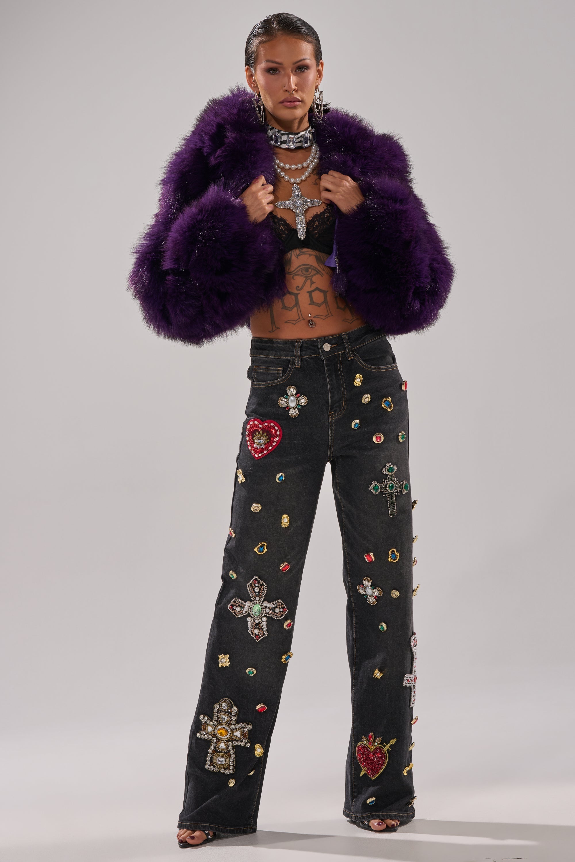 JUST A FLING CROPPED FAUX FUR