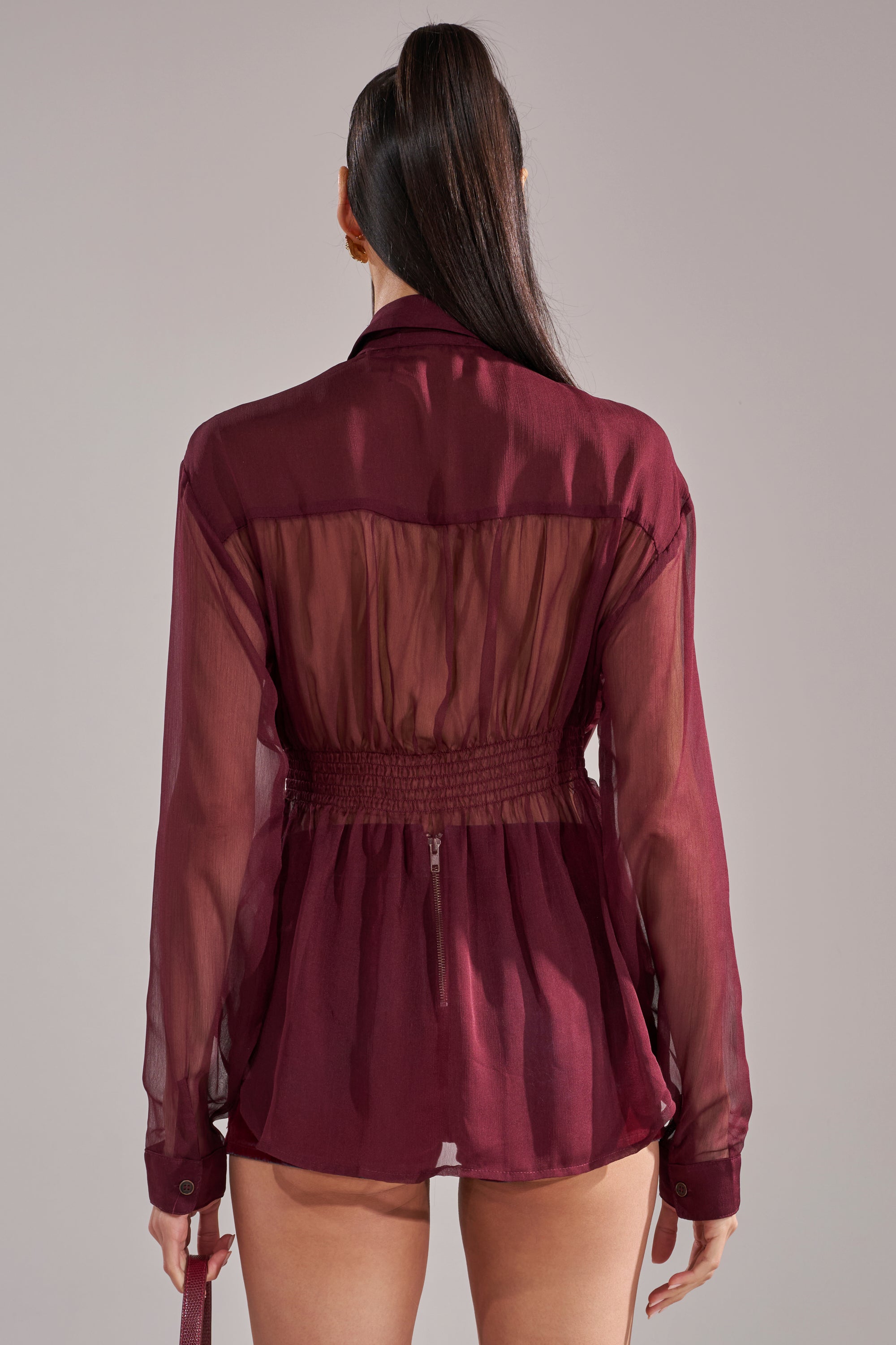 CRAZY FOR YOU CHIFFON BUTTON DOWN