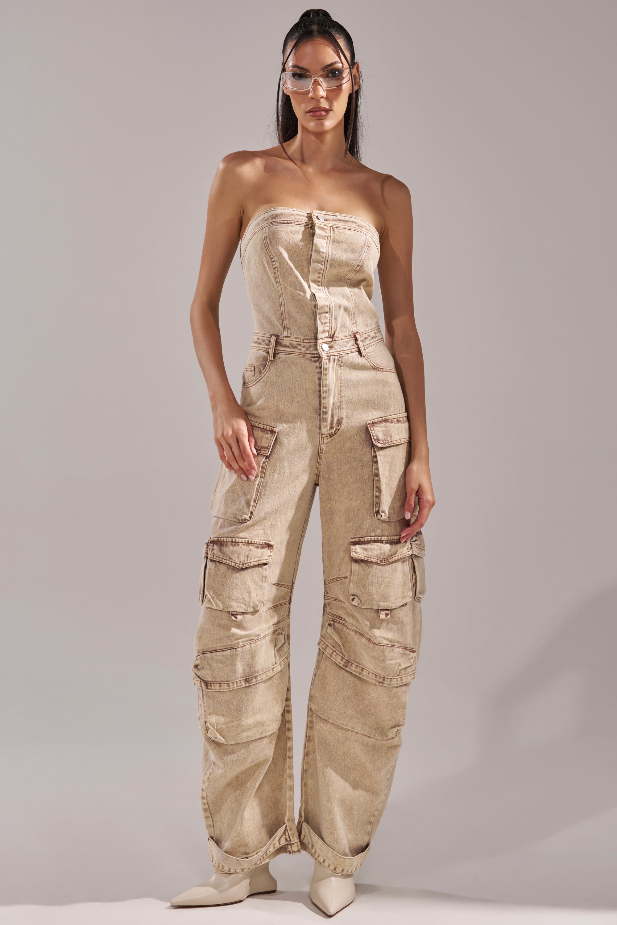 JESSICA DENIM CARGO JUMPSUIT