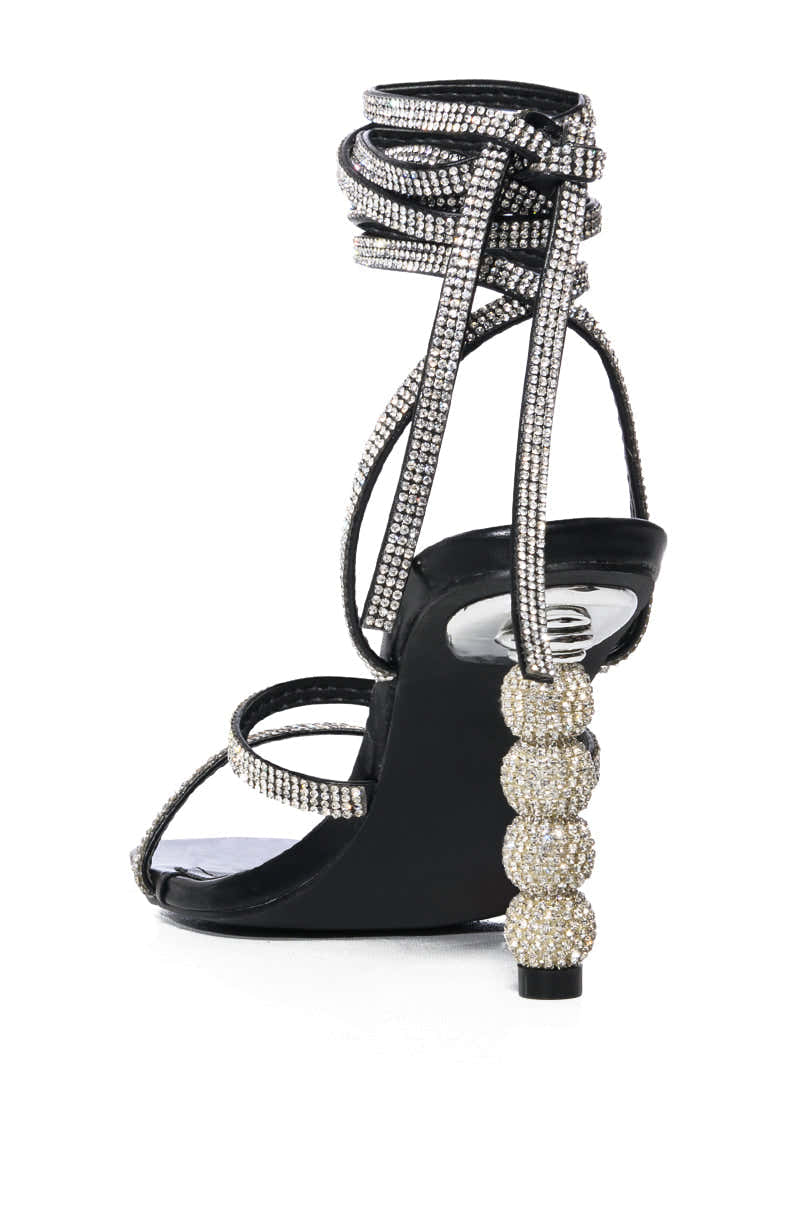 AZALEA WANG LIVANA BLACK RHINESTONE HEEL