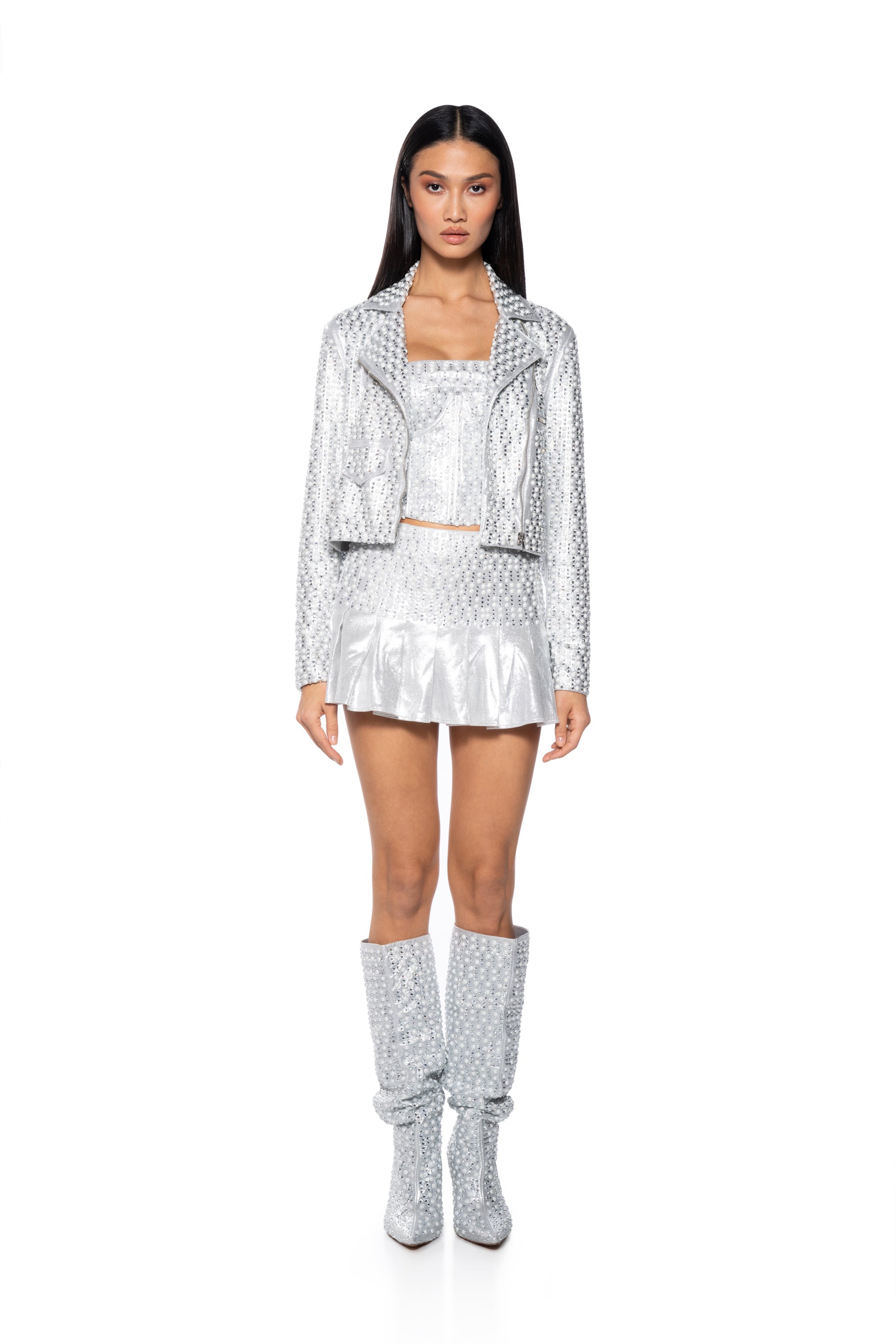 CELEBRATE ME EMBELLISHED MINI SKIRT