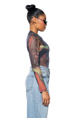 CLOSE TO ME MESH MOCK NECK BODYSUIT