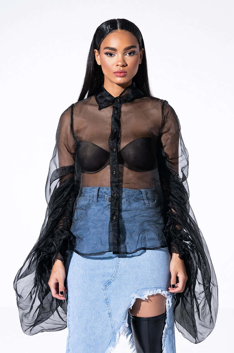 JOYEUX ANNIVERSAIRE SUPER VOLUMINOUS SLEEVE BLOUSE