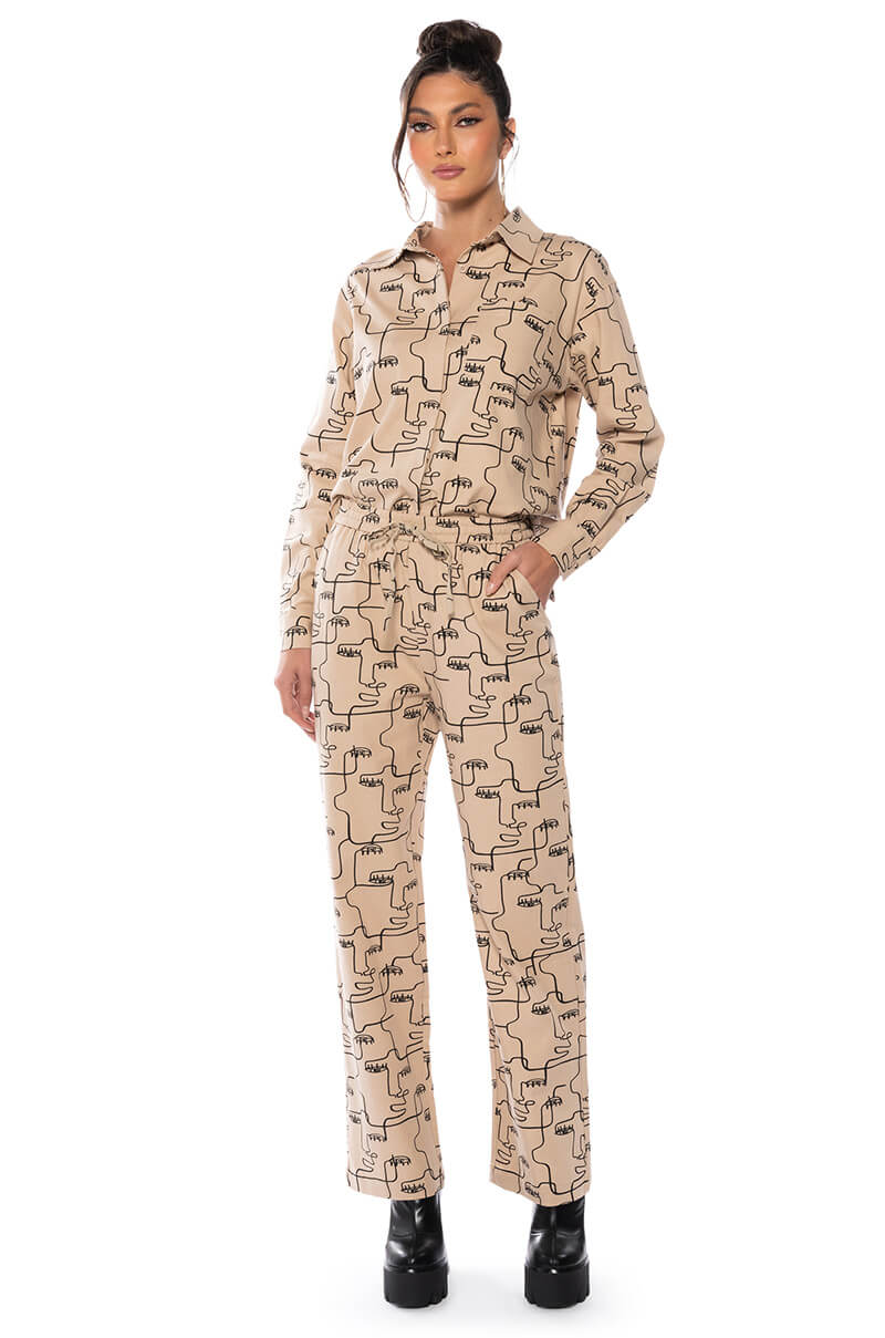 NEW SOCIETY PRINTED BUTTON DOWN TOP