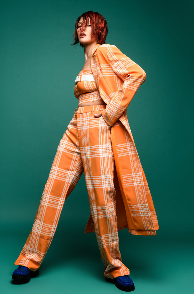 POPSICLE BRIGHT PLAID TRENCH COAT