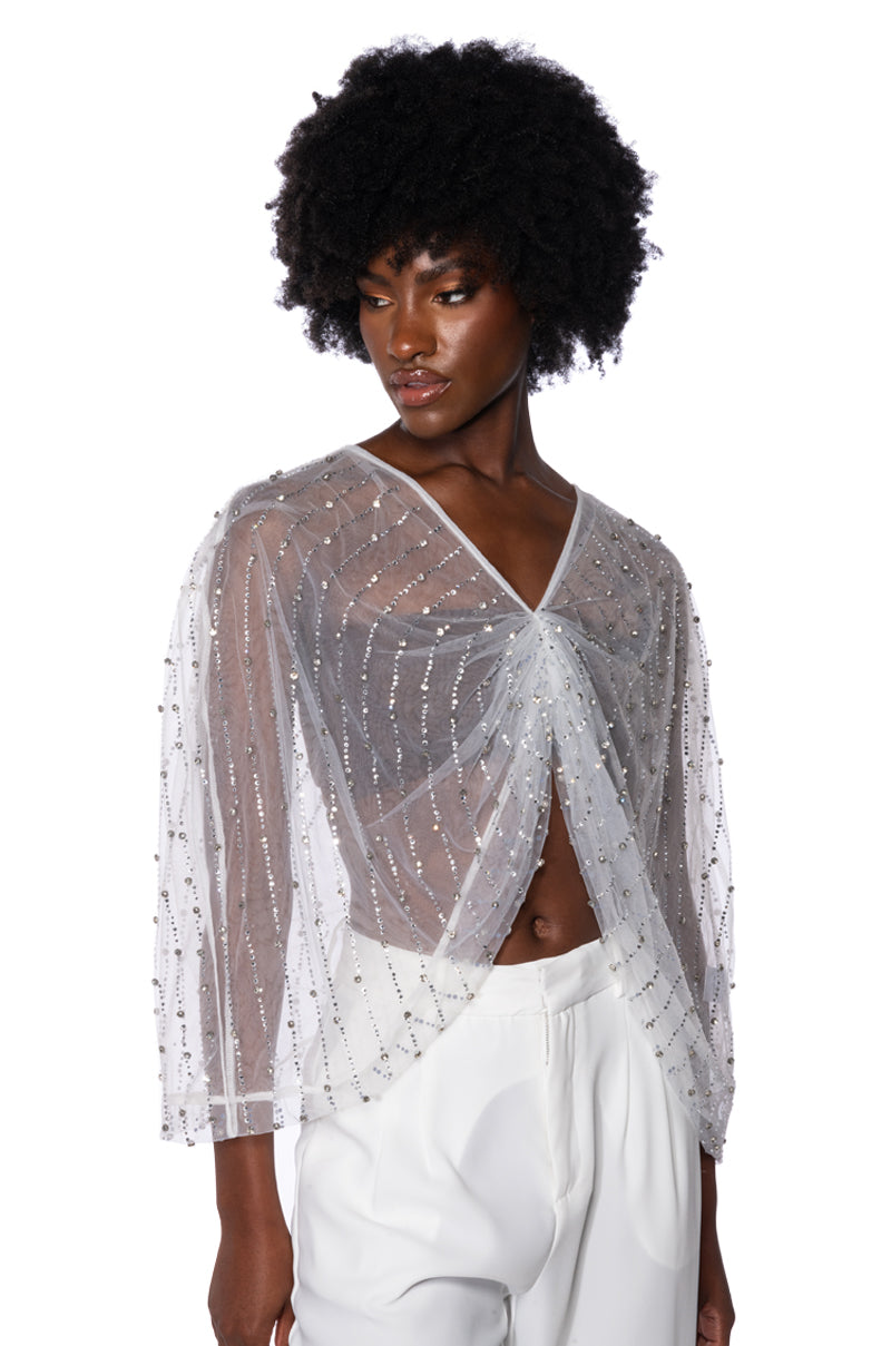 PRETTY AND SIMPLE SHEER EMBELLISHED TOP
